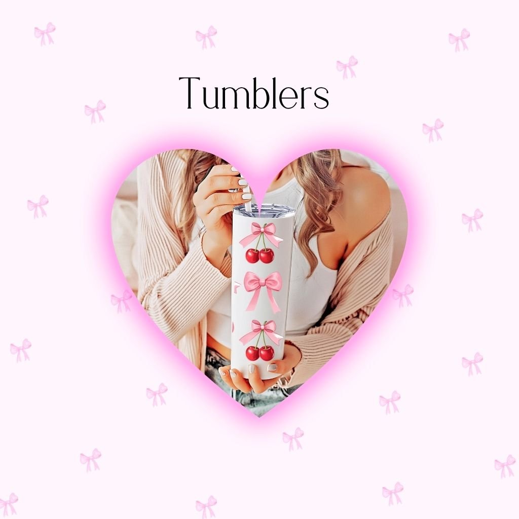 pretty pink aesthetic coquette stainless steel hot cold tumblers