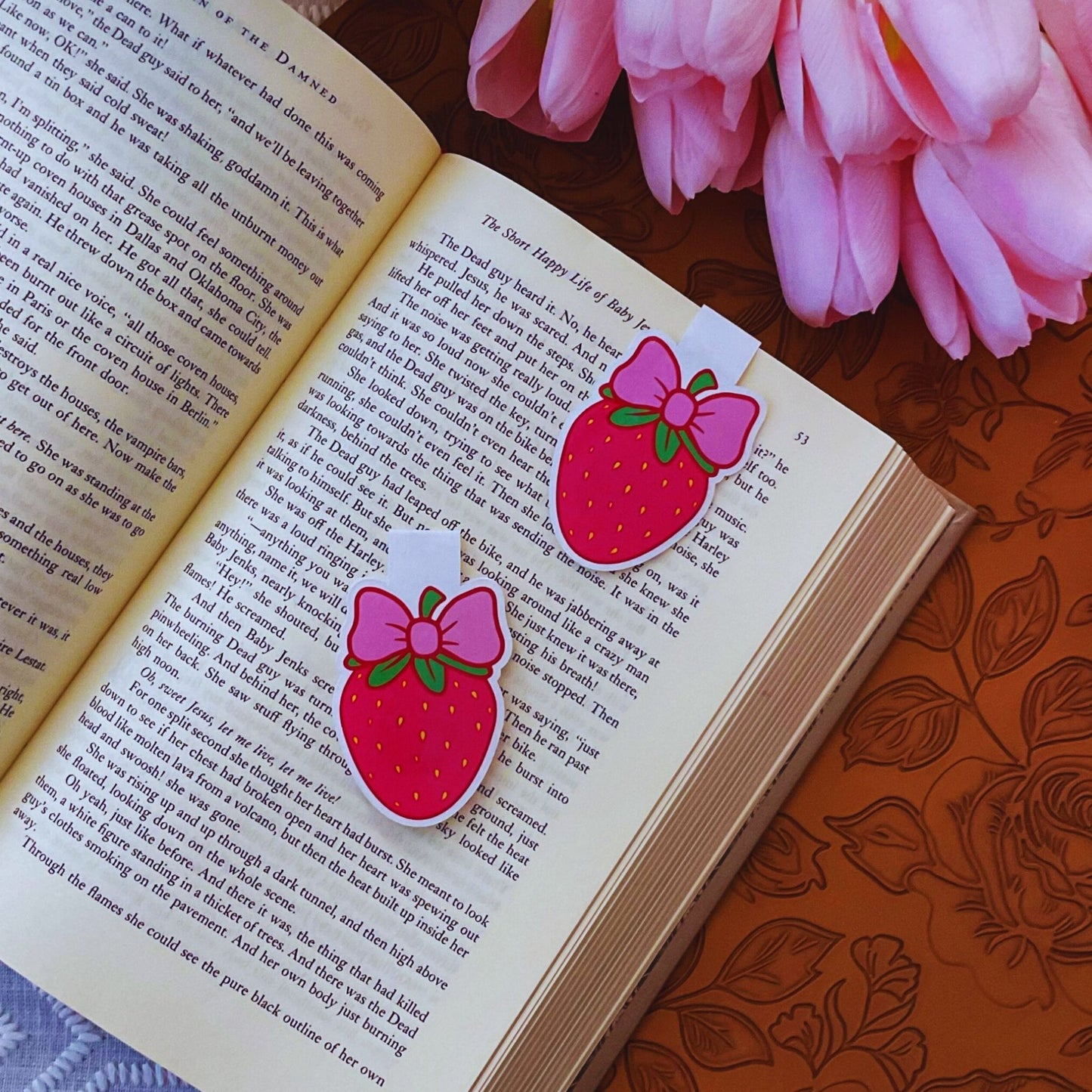 Pink Coquette Magnetic Bookmarks | Cute Bookish Bow, Strawberry, Cherry, Disco & Floral Designs